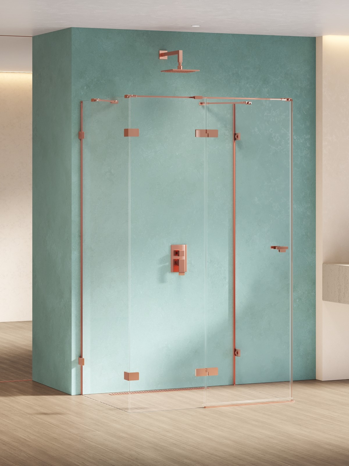 New Trendy Eventa Copper Shine cabină de duș 90x80 cm dreptunghiular cupru luciu/sticlă transparentă EXK-6479
