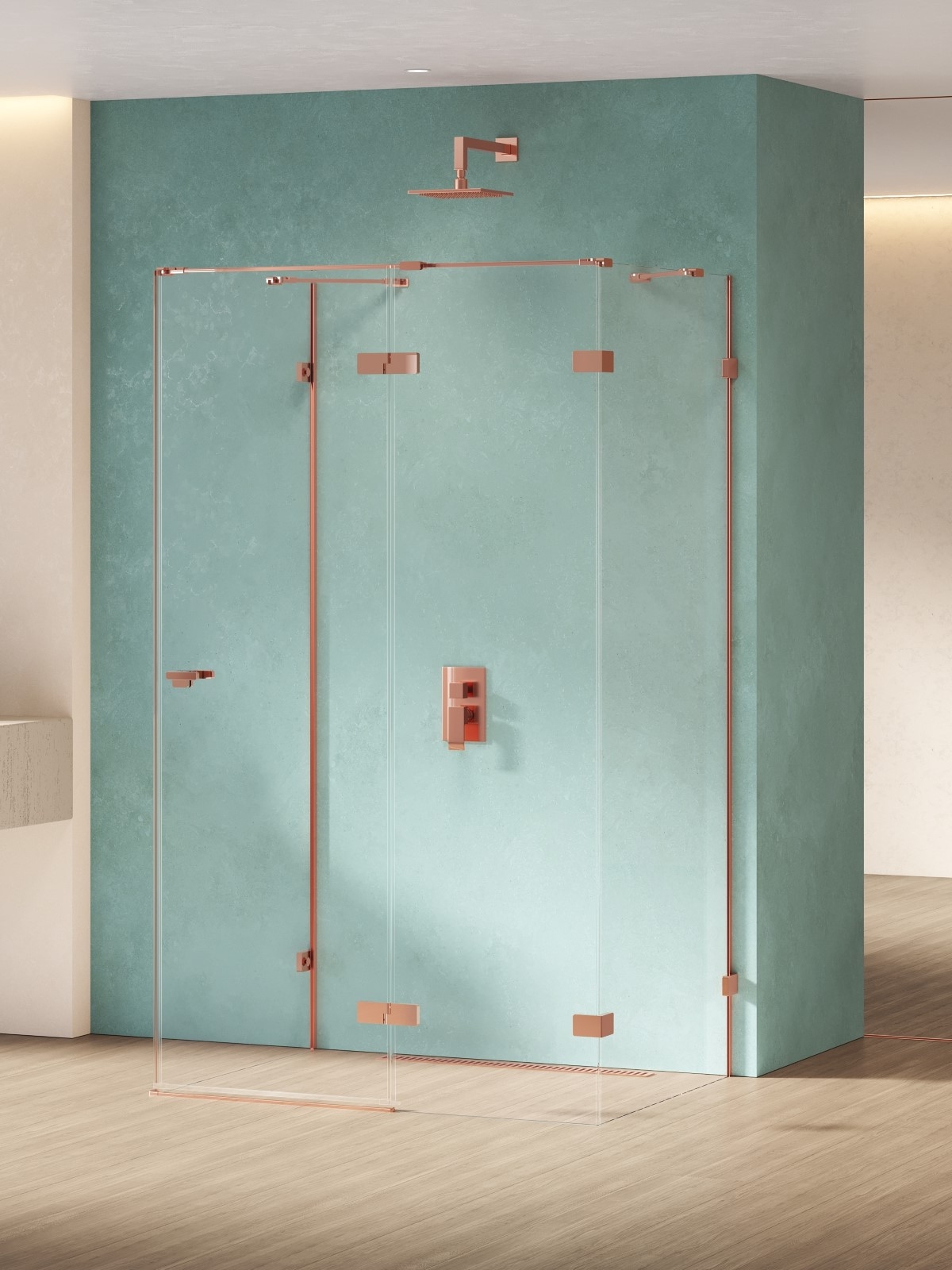 New Trendy Eventa Copper Shine cabină de duș 100x90 cm dreptunghiular cupru luciu/sticlă transparentă EXK-6484