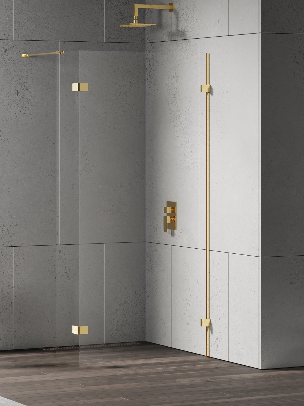 New Trendy Eventa Gold Shine perete cabină de duș walk-in 80 cm auriu luciu/sticla transparentă EXK-4851