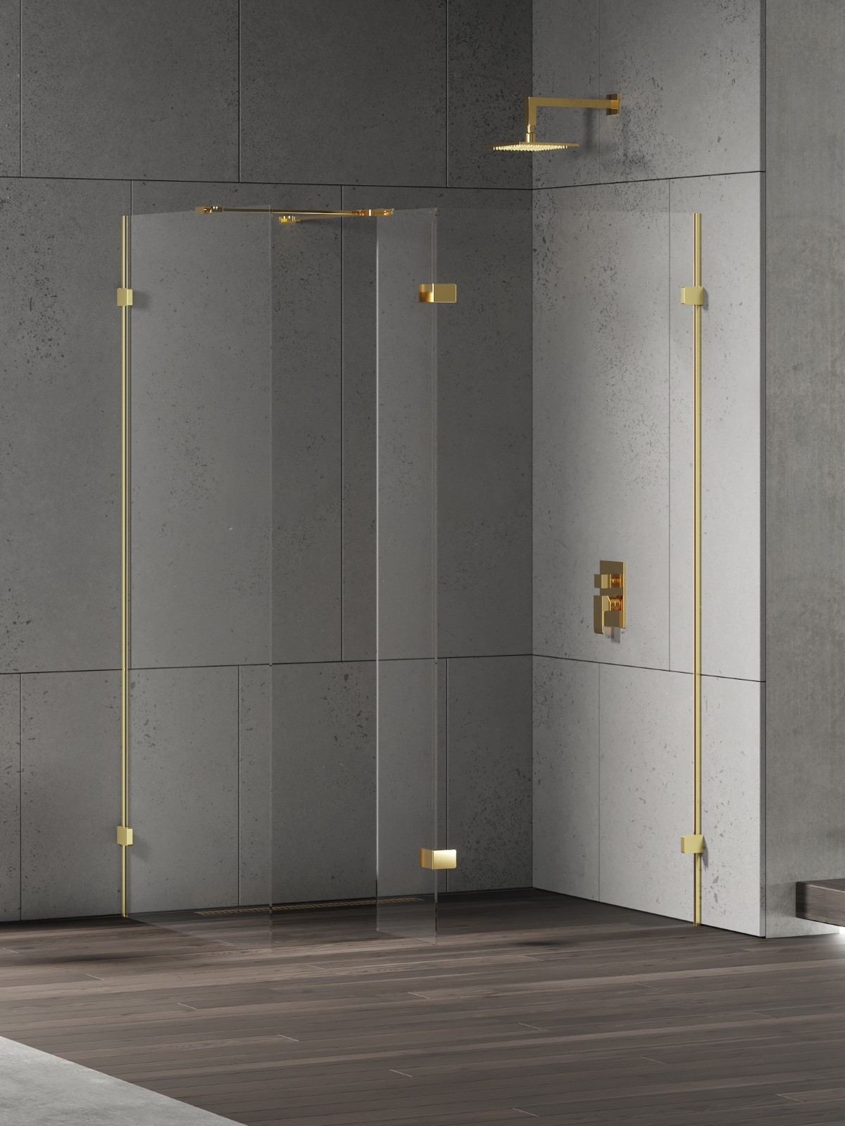 New Trendy Eventa Gold Shine perete cabină de duș walk-in 70 cm auriu luciu/sticla transparentă EXK-4885