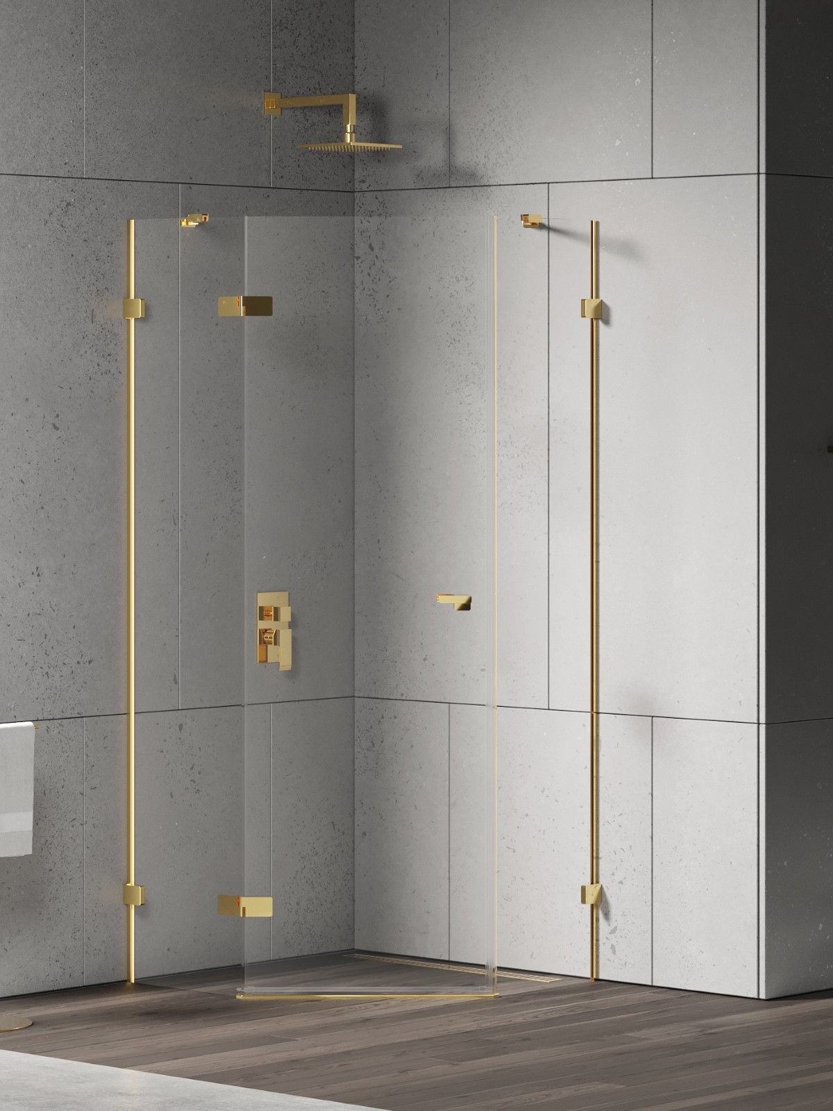 New Trendy Eventa Gold Shine cabină de duș 90x90 cm auriu luciu/sticlă transparentă EXK-4835
