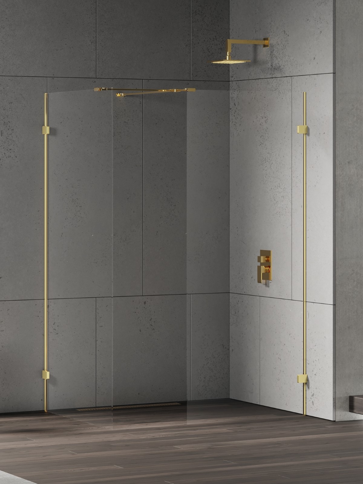 New Trendy Eventa Gold Shine cabină de duș walk-in 160x100 cm auriu luciu/sticlă transparentă EXK-4884