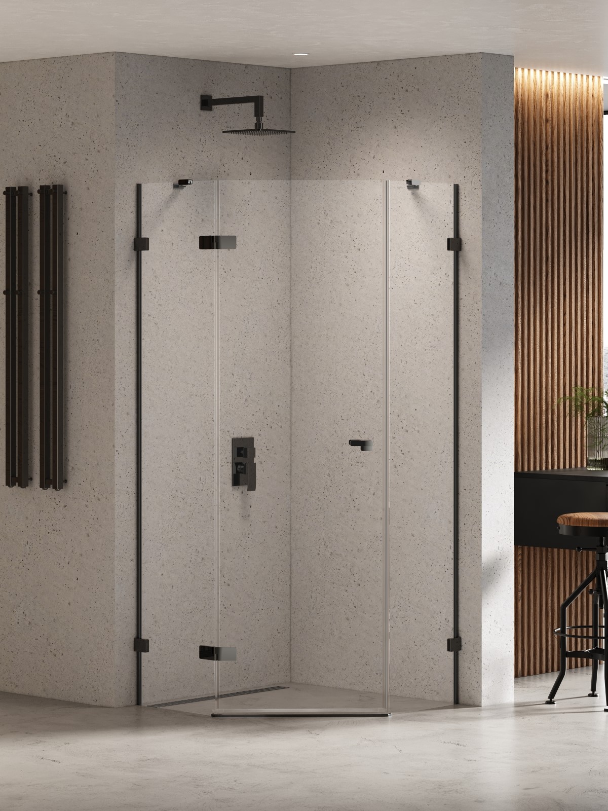 New Trendy Eventa Black Chrome cabină de duș 90x90 cm negru luciu/sticlă transparentă EXK-6291