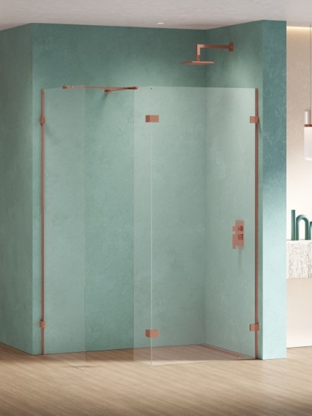 New Trendy Eventa Copper Shine perete cabină de duș walk-in 140 cm cupru luciu/sticla transparentă EXK-6558