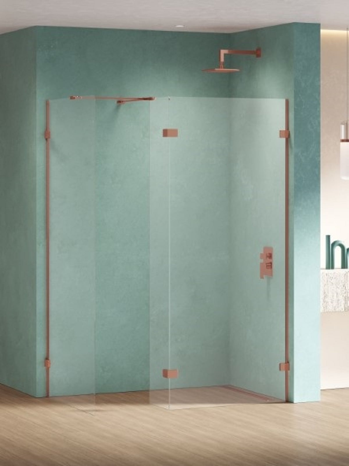 New Trendy Eventa Copper Shine perete cabină de duș walk-in 80 cm cupru luciu/sticla transparentă EXK-6553