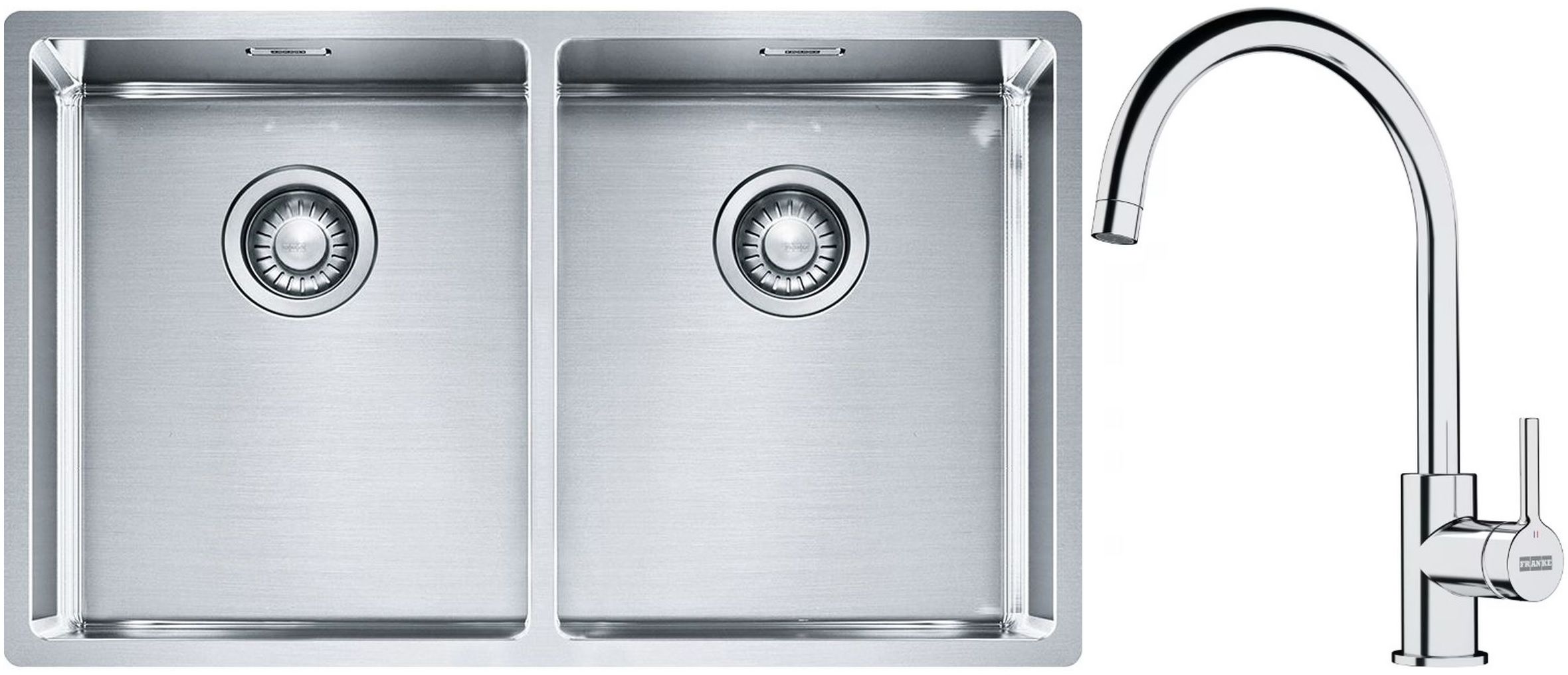Set chiuveta din otel Franke Box 127.0370.188, baterie bucătărie Franke Lina 115.0693.228