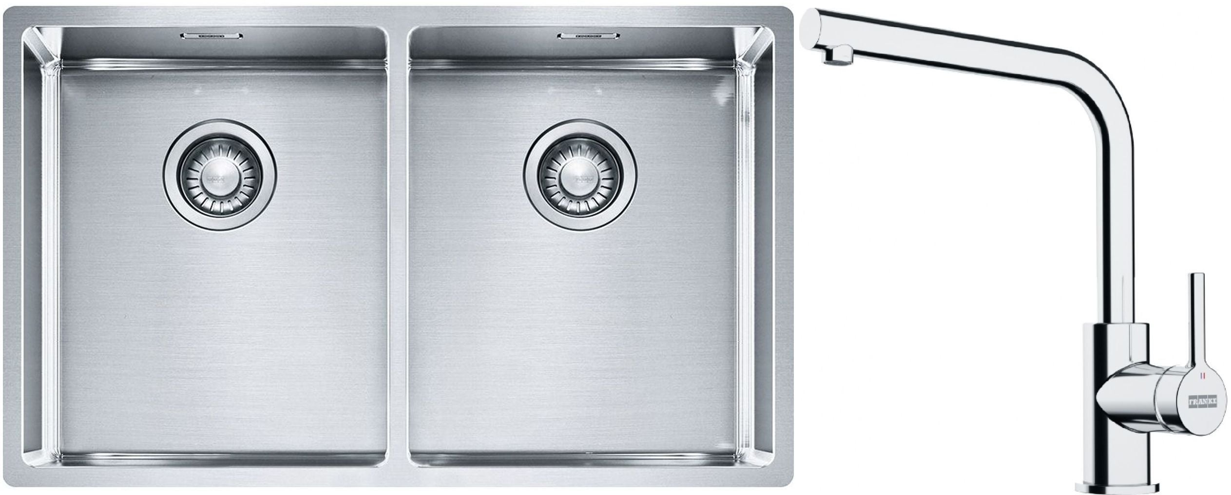 Set chiuveta din otel Franke Box 127.0370.188, baterie bucătărie Franke Lina 115.0693.230