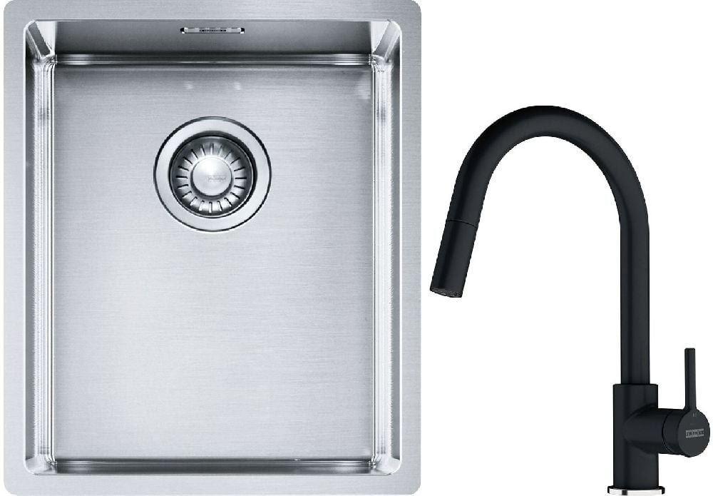 Set chiuveta din otel Franke Box 127.0453.653, baterie bucătărie Franke Lina 115.0626.055