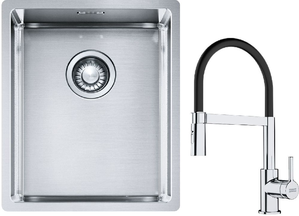 Set chiuveta din otel Franke Box 127.0453.653, baterie bucătărie Franke Lina 115.0626.085