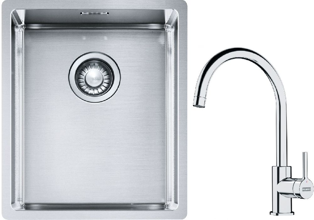 Set chiuveta din otel Franke Box 127.0453.653, baterie bucătărie Franke Lina 115.0693.228