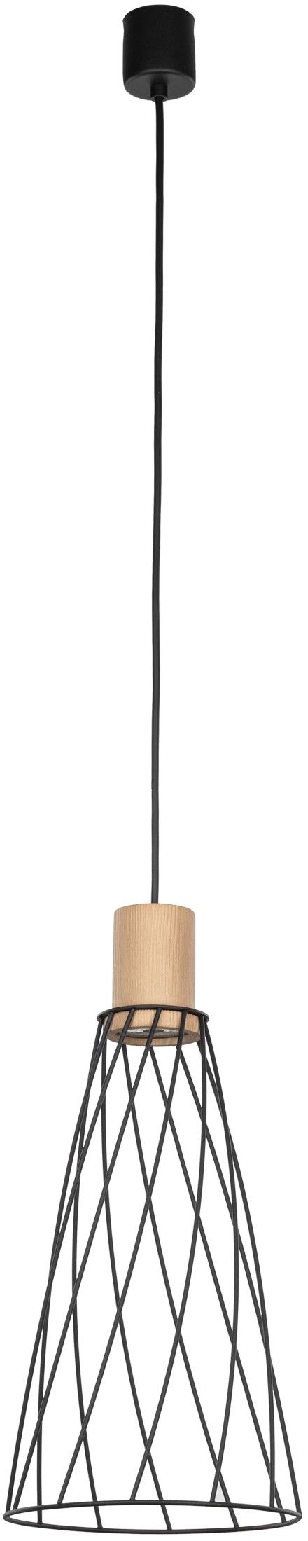 TK Lighting Modesto lampă suspendată 1x10 W negru-lemn 10157