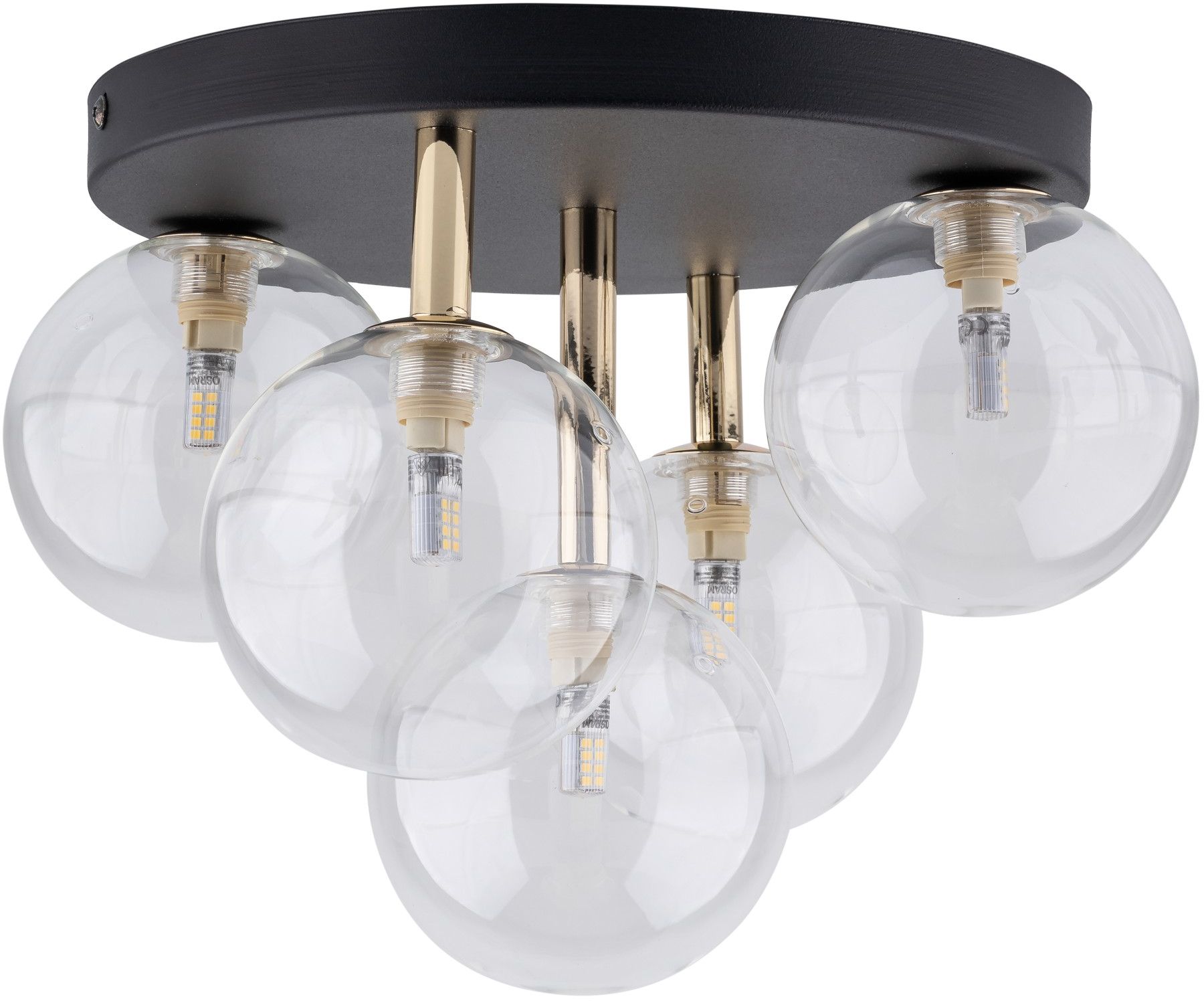 TK Lighting Nilos lampă de tavan 5x6 W negru-auriu 758