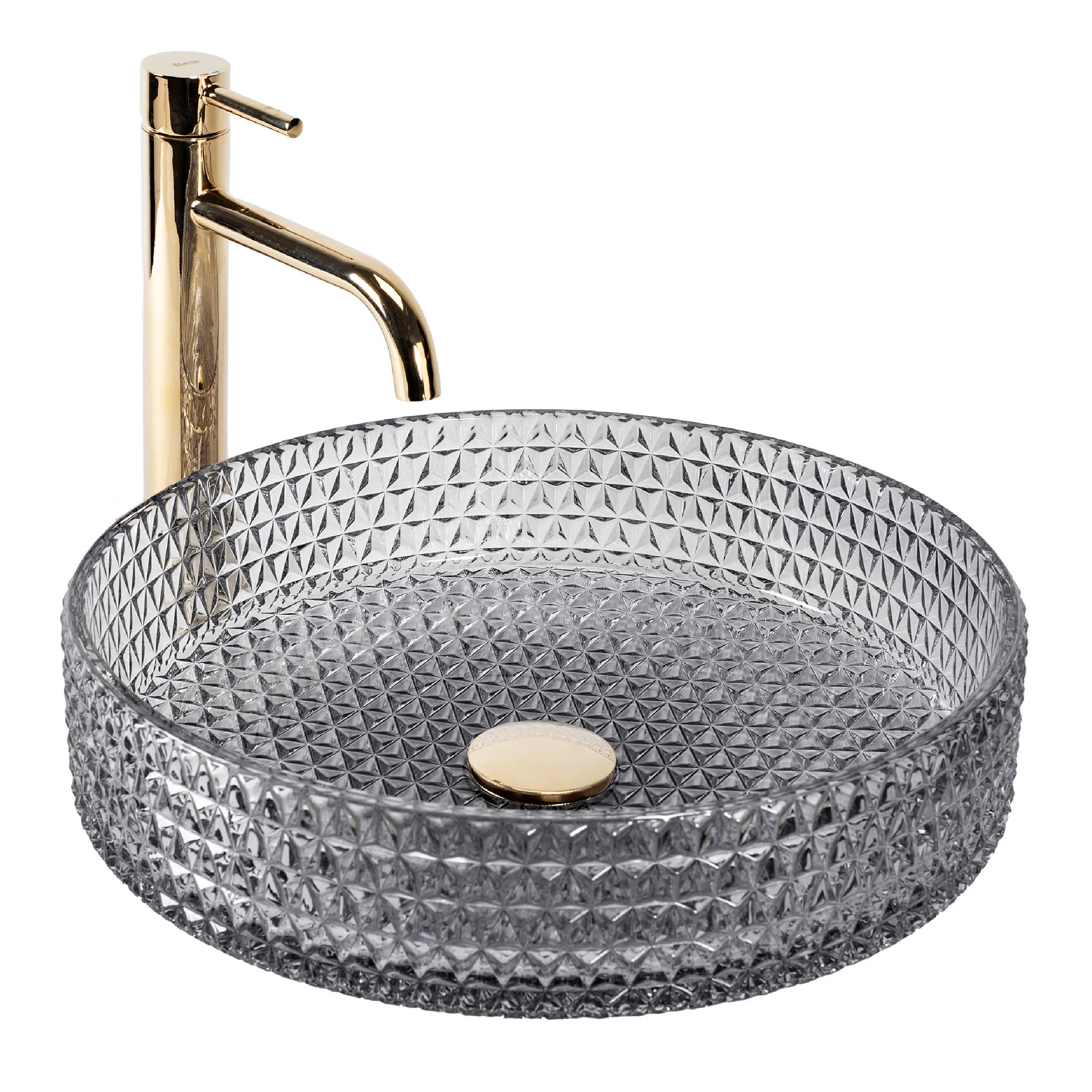 Rea Cristal lavoar 39x39 cm rotund de blat gri/piatră REA-U8880