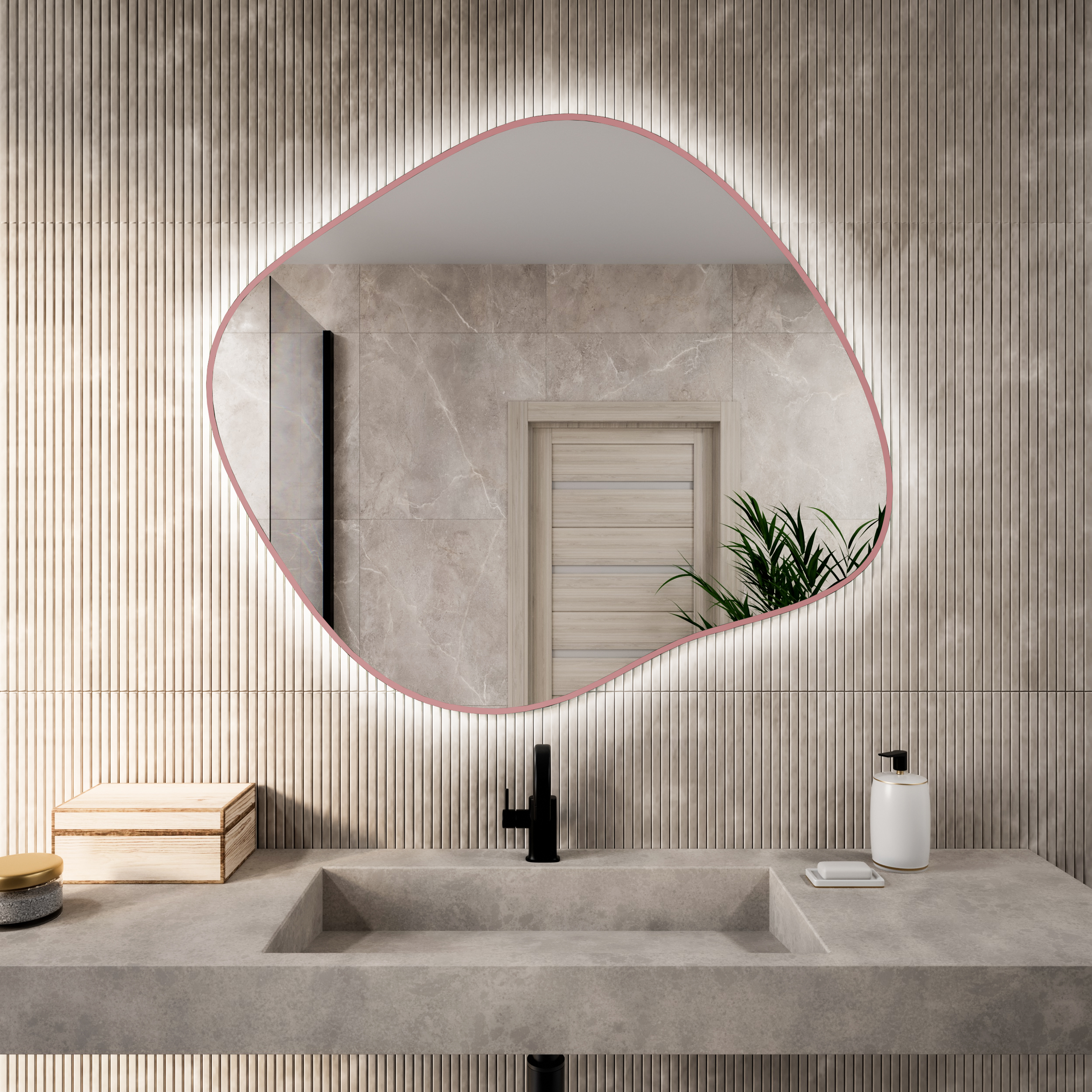 Baltica Design Bright Stain III oglindă 60x52 cm cu iluminare roz 5904107932019