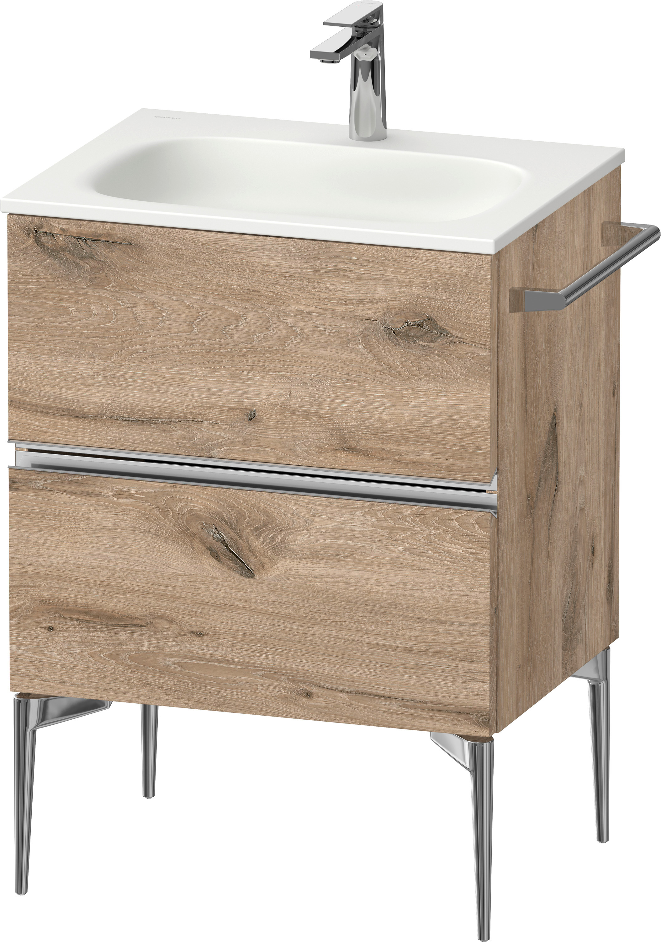 Duravit Sivida dulap 61x47.7x59.2 cm sub chiuveta pe perete stejar-crom SV4650010550000