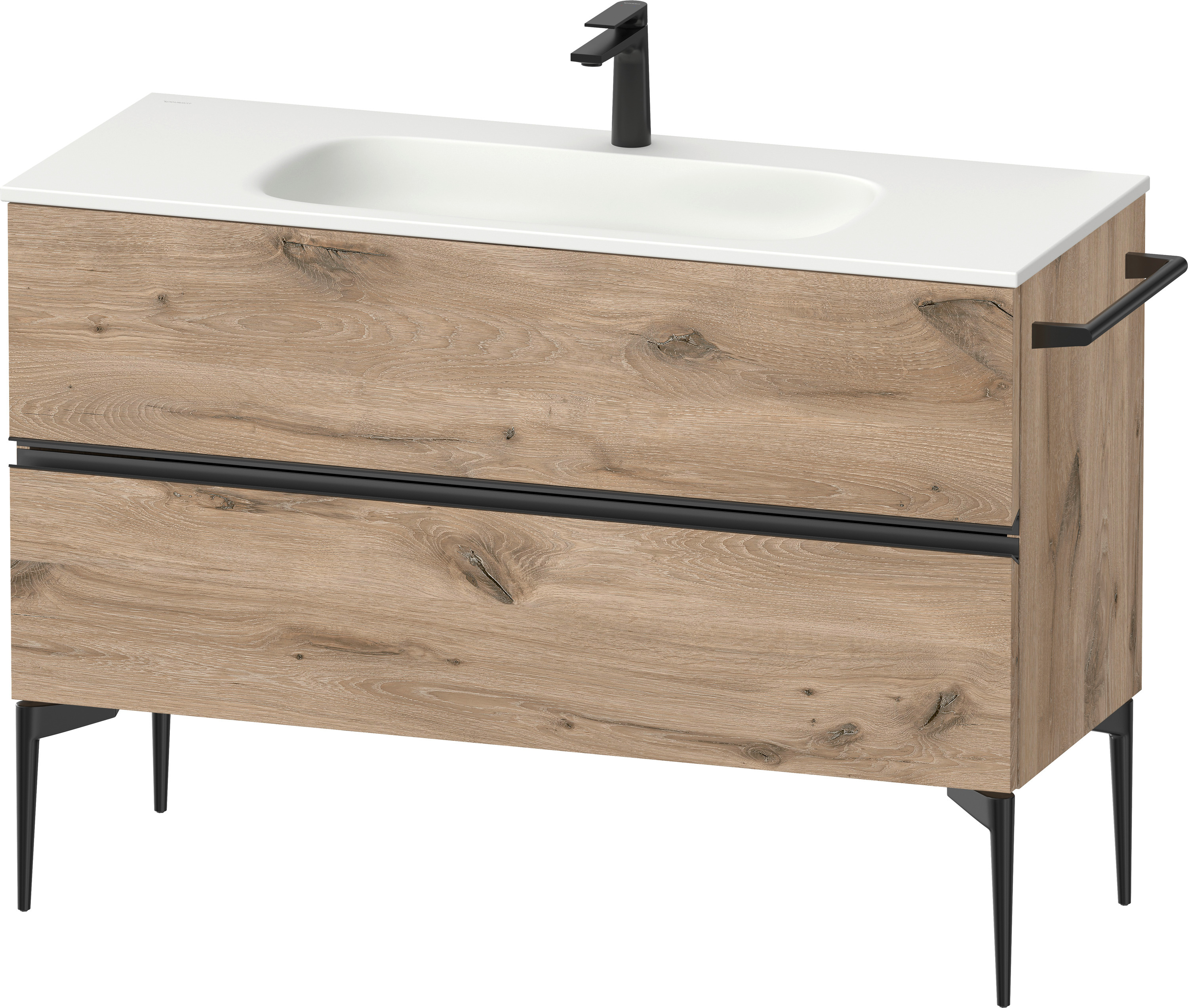 Duravit Sivida dulap 121x47.7x59.2 cm sub chiuveta pe perete negru-stejar SV46530BD550000