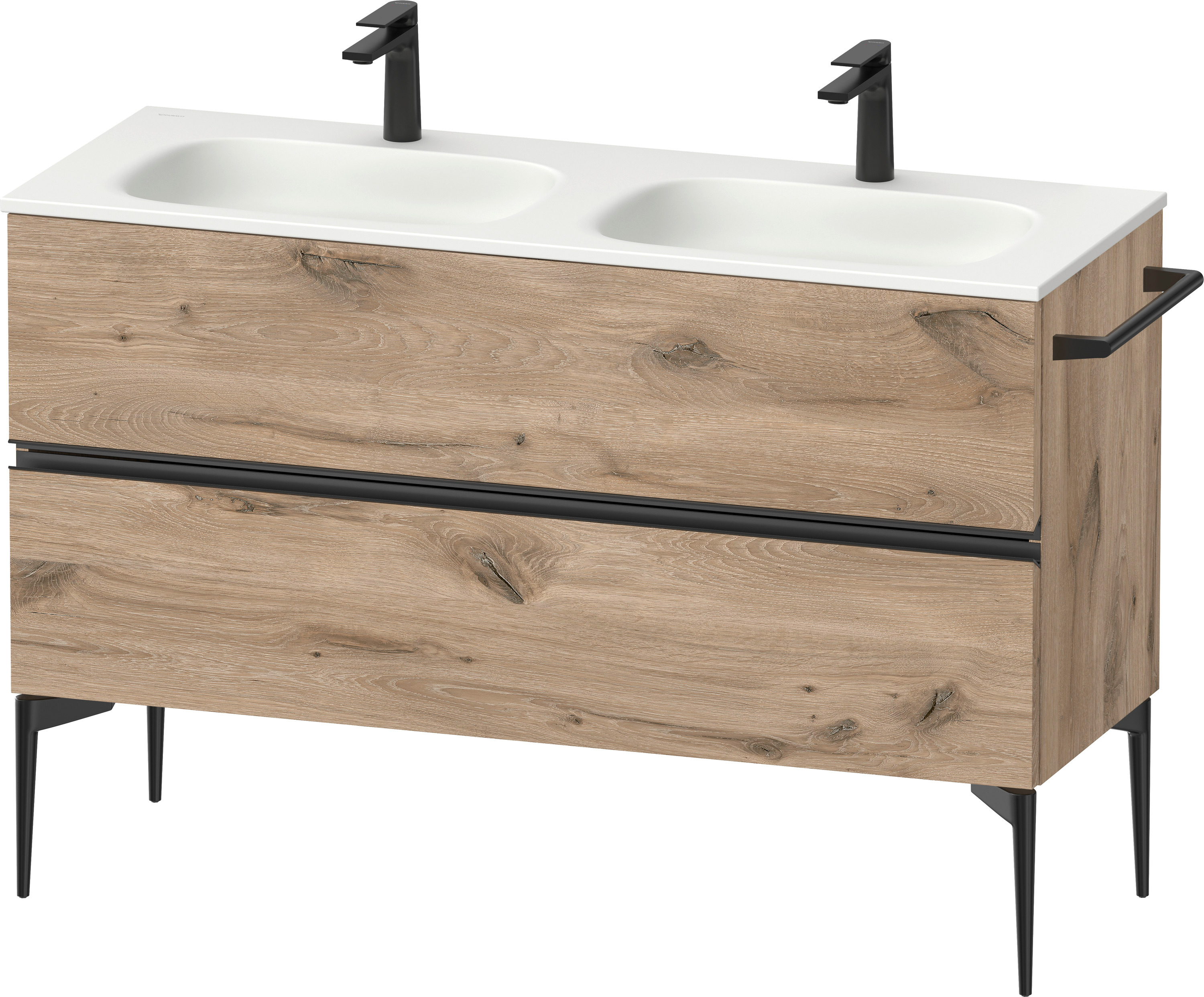 Duravit Sivida dulap 128x47.7x59.2 cm sub chiuveta pe perete negru-stejar SV46540BD550000