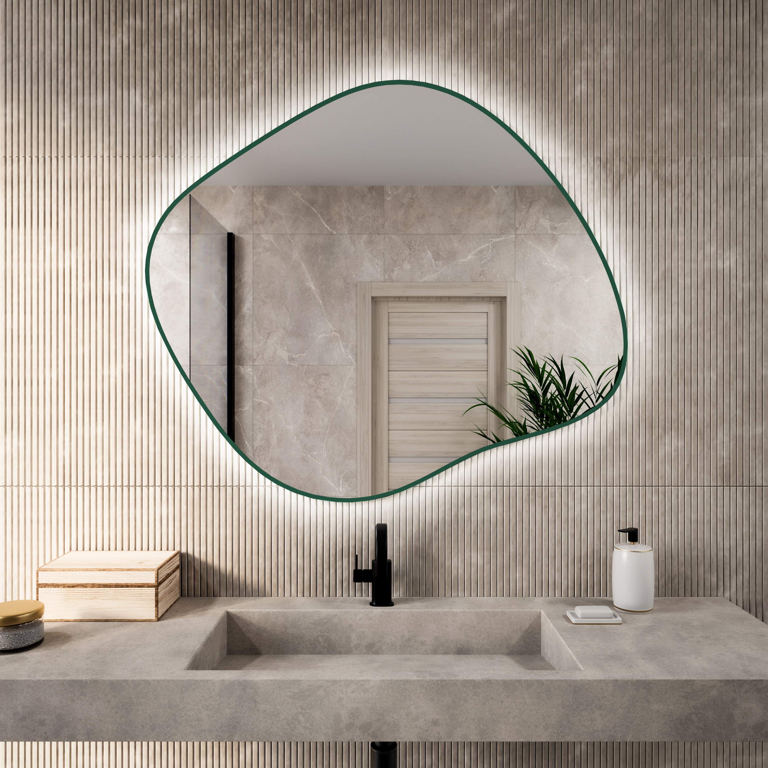 Baltica Design Bright Stain III oglindă 80x70 cm cu iluminare verde 5904107932415