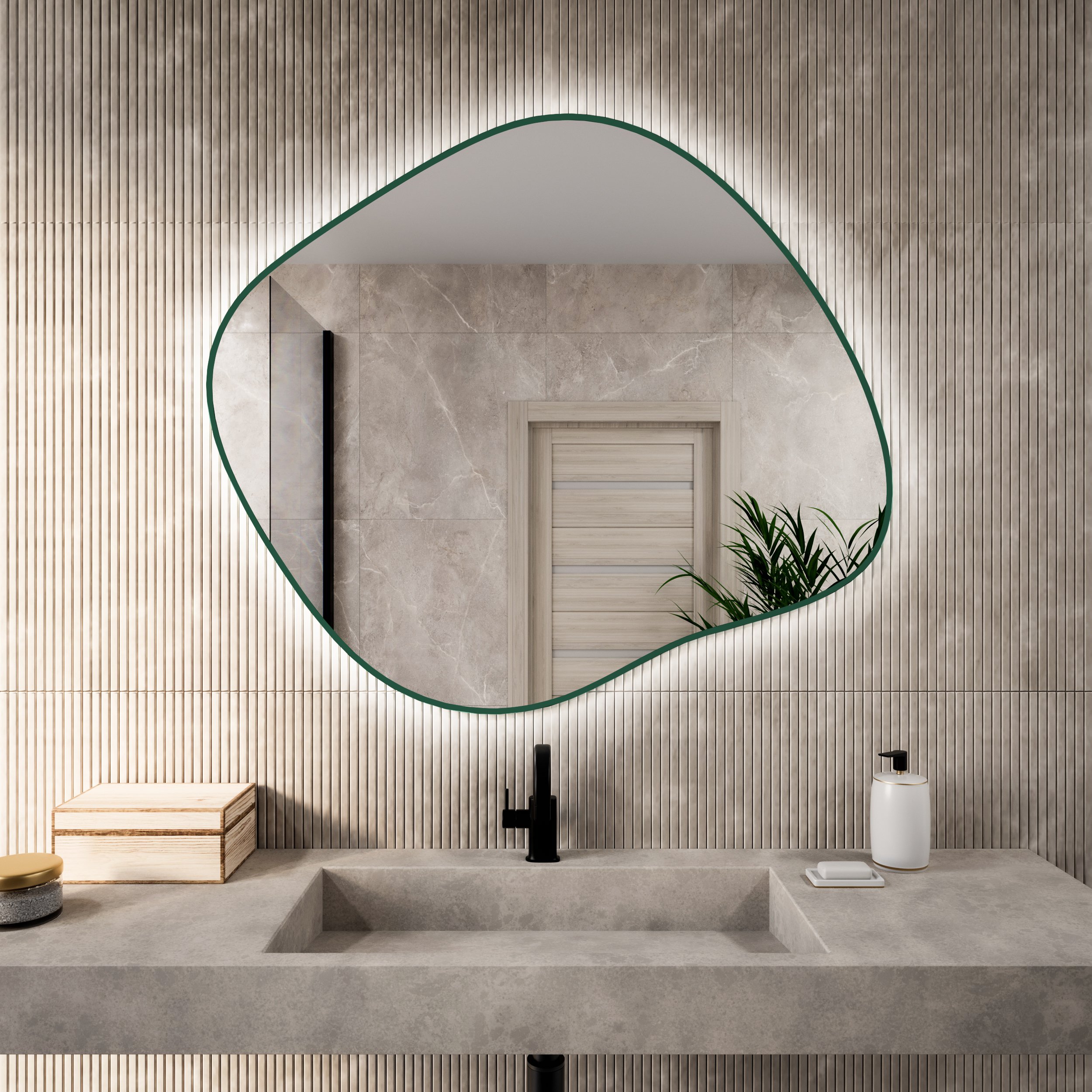 Baltica Design Bright Stain III oglindă 60x52 cm cu iluminare verde 5904107932378