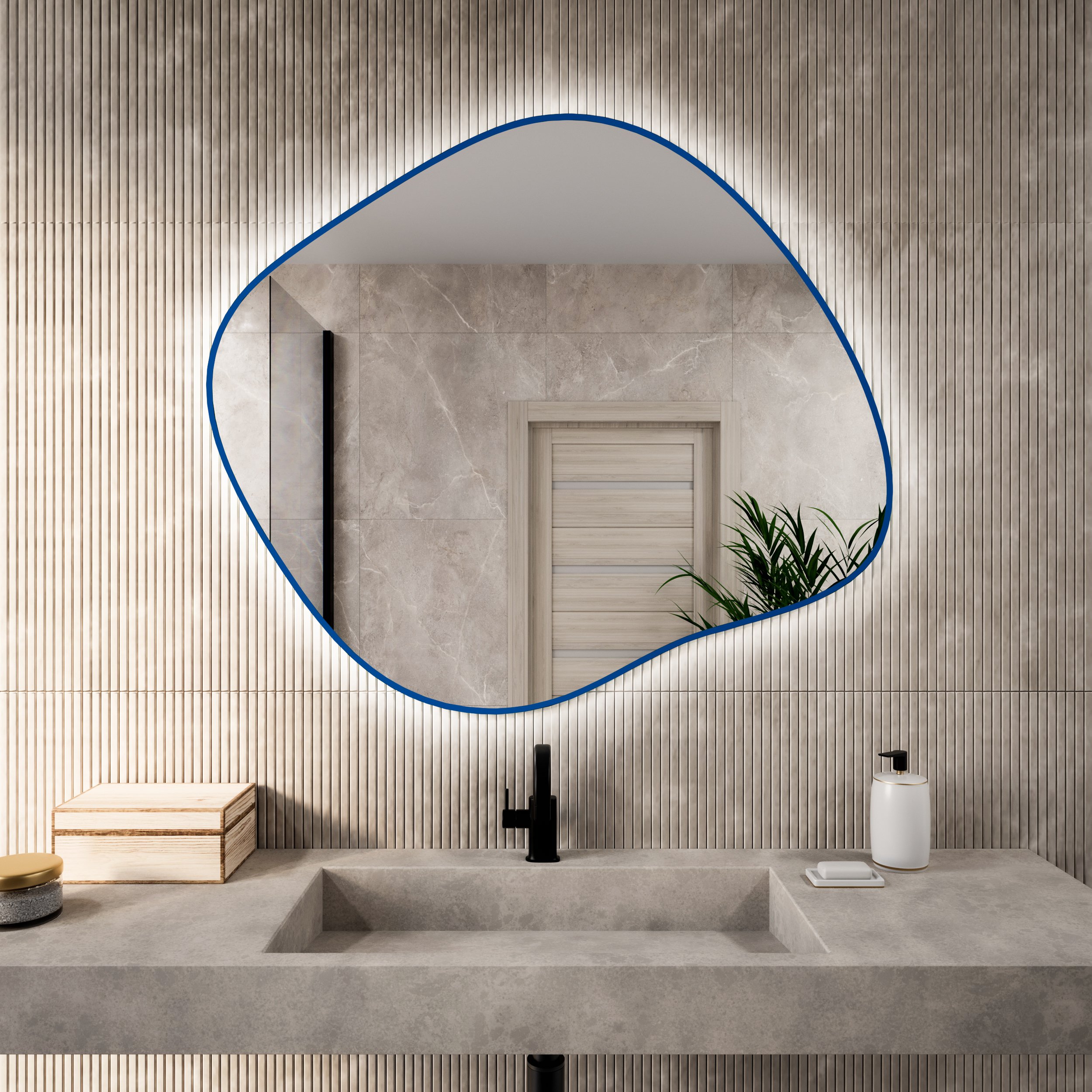 Baltica Design Bright Stain III oglindă 50x43 cm cu iluminare albastru 5904107932149