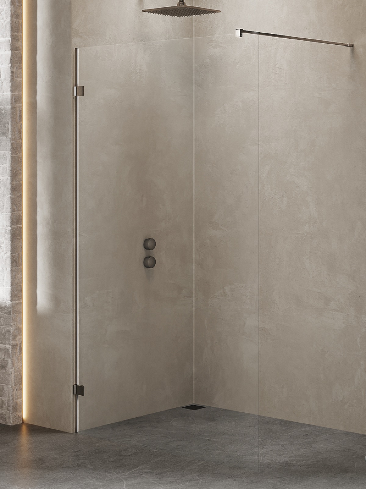 New Trendy Avexa Gunmetal Brushed perete cabină de duș walk-in 80 cm periat/sticla transparentă EXK-7101