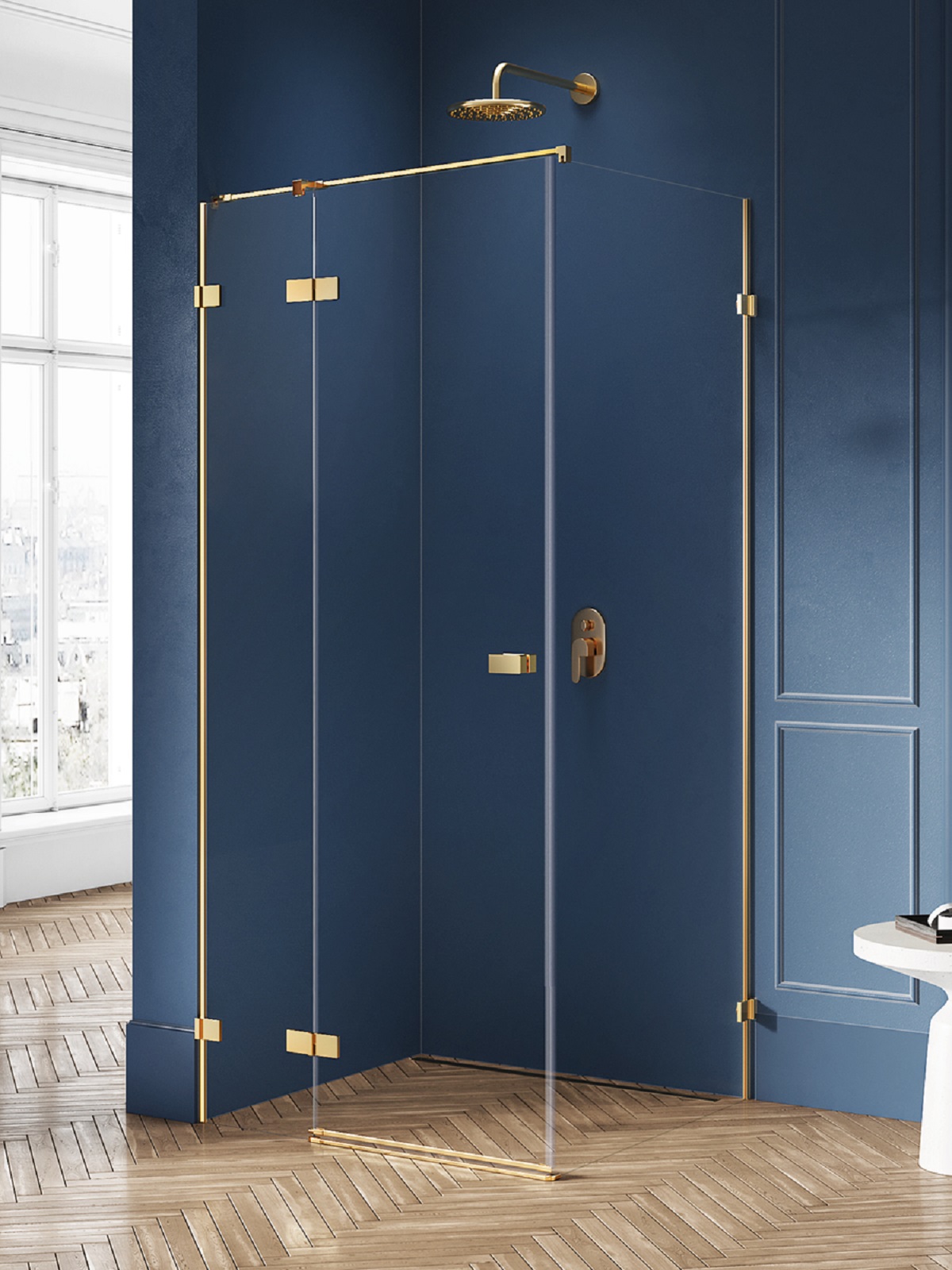 New Trendy Avexa Gold Brushed cabină de duș 110x90 cm dreptunghiular auriu periat/sticlă transparentă EXK-1871