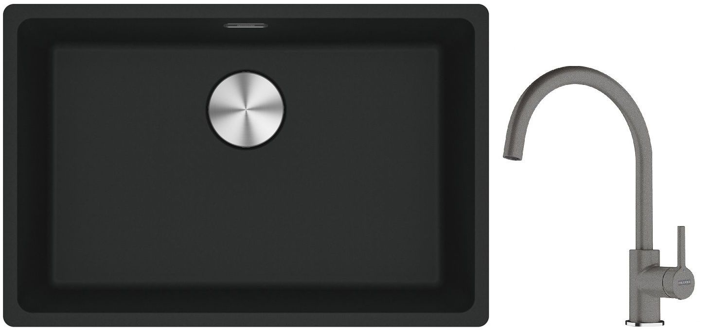 Set chiuvetă din granit Franke Maris 125.0687.256, baterie bucătărie Franke Lina 115.0626.022