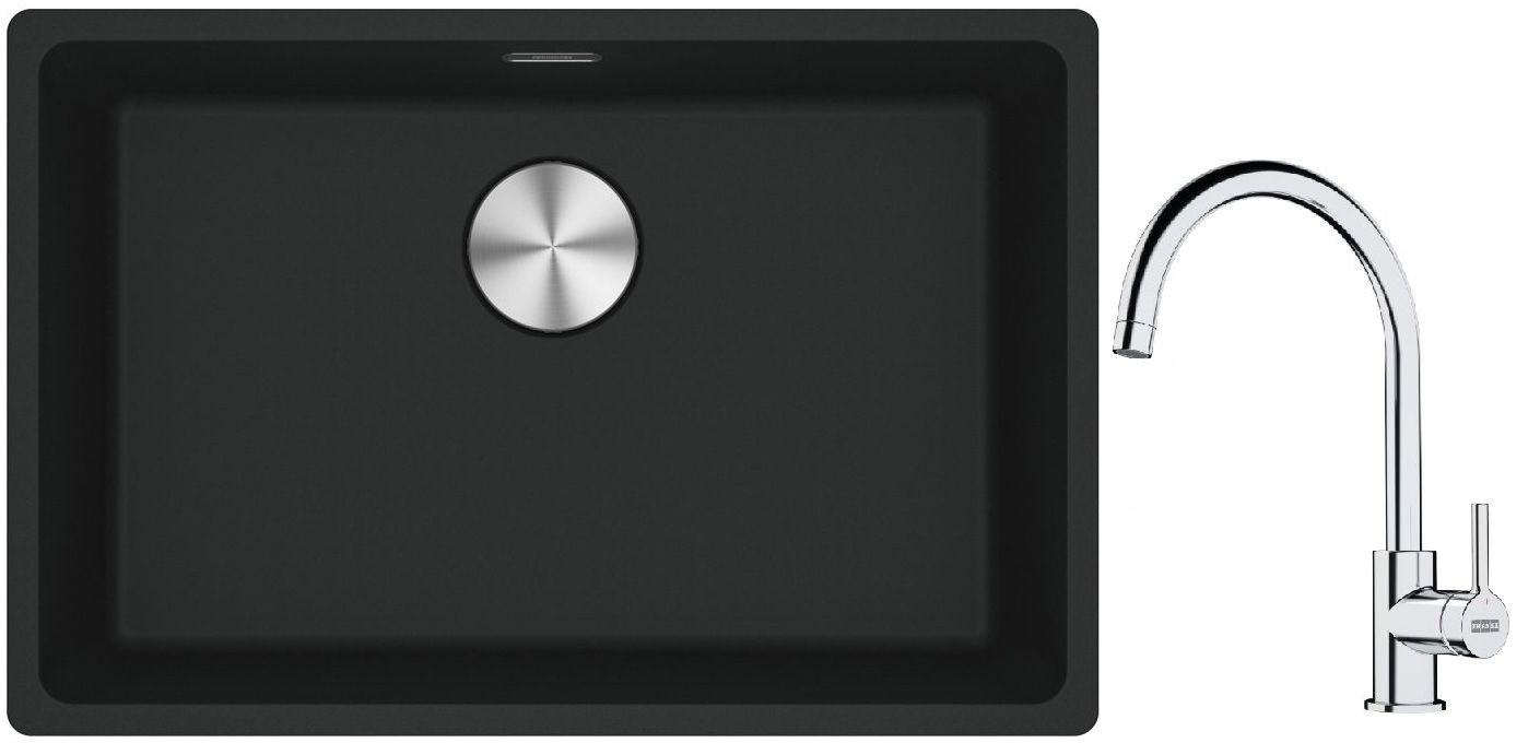 Set chiuvetă din granit Franke Maris 125.0687.256, baterie bucătărie Franke Lina 115.0693.228