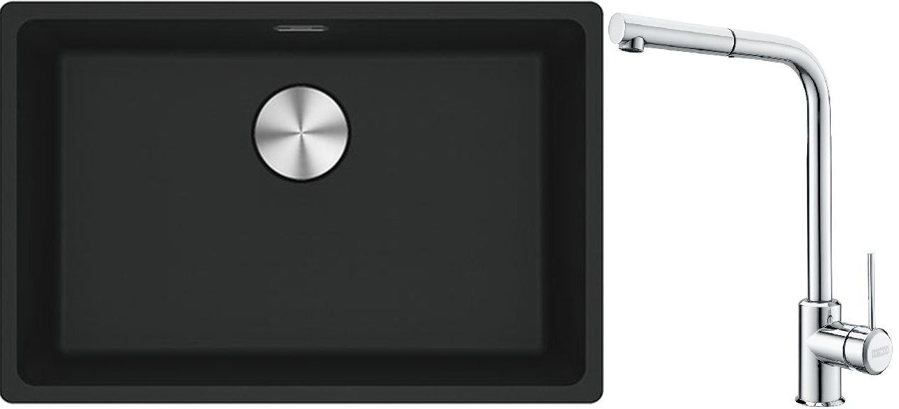 Set chiuvetă din granit Franke Maris 125.0687.256, baterie bucătărie Franke Sirius Side 115.0668.280