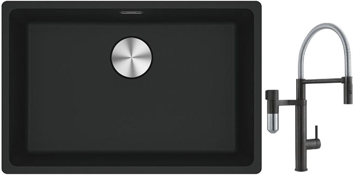 Set baterie bucătărie Franke Vital Semi-Pro 120.0621.313, chiuvetă din granit Franke Maris 125.0687.256