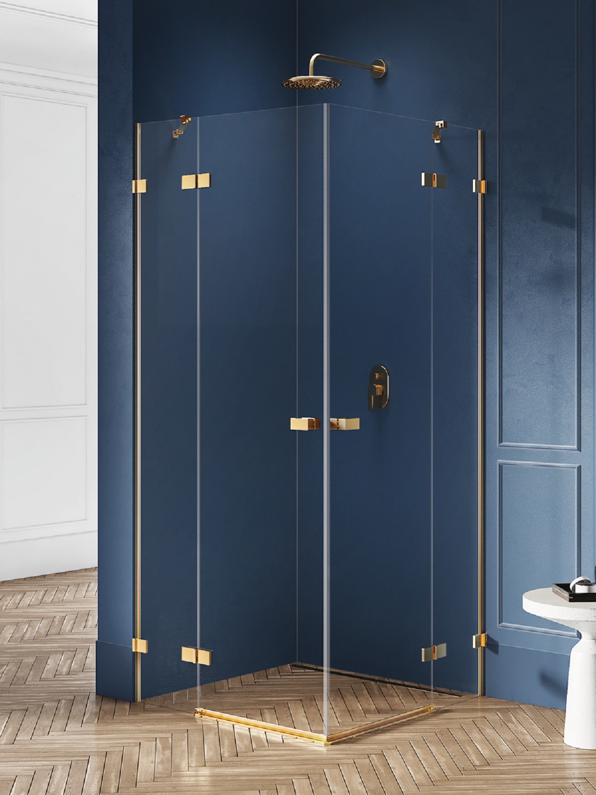 New Trendy Avexa Gold Brushed cabină de duș 120x80 cm dreptunghiular auriu periat/sticlă transparentă EXK-1788