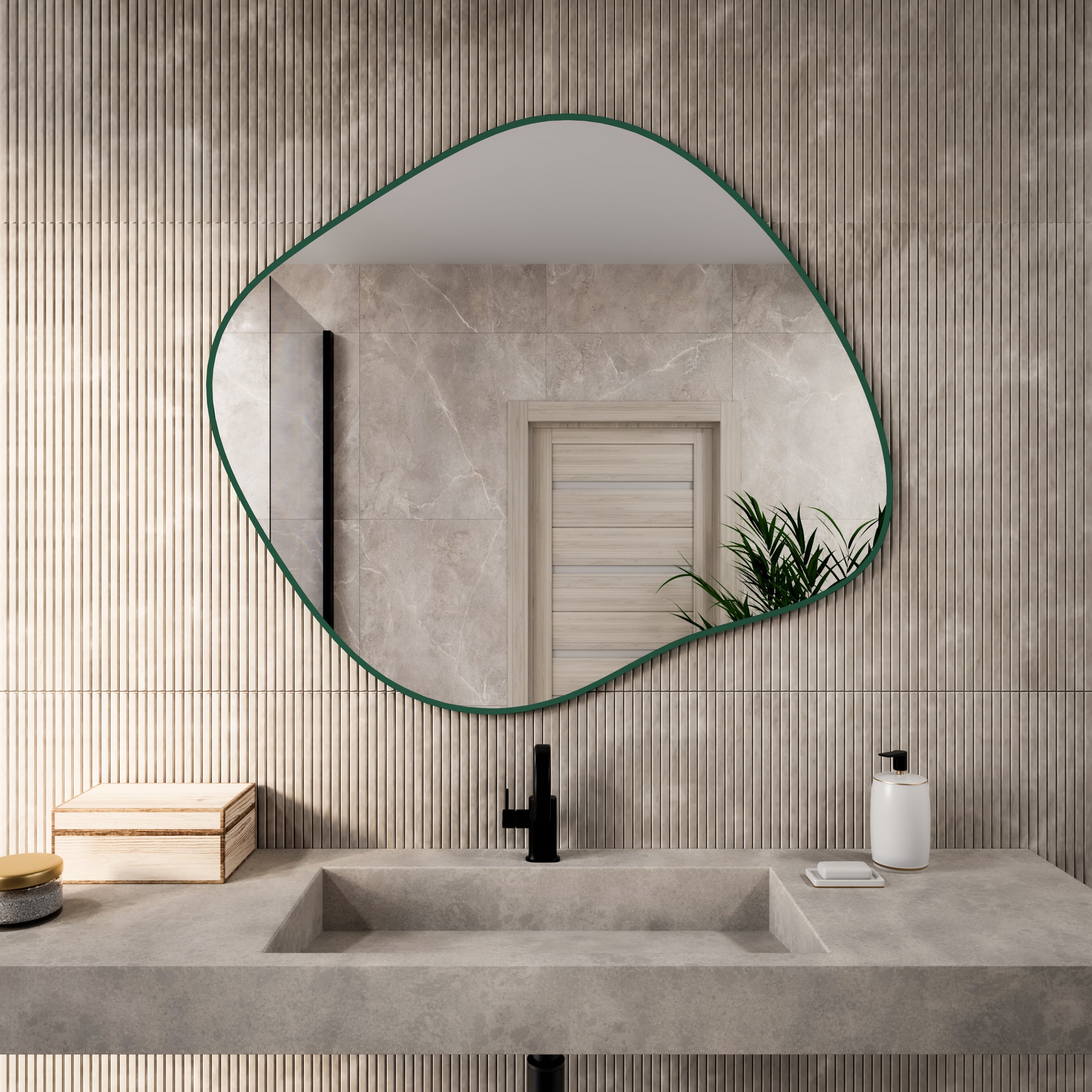 Baltica Design Tiny Border Stain III oglindă 100x86 cm verde 5904107931951