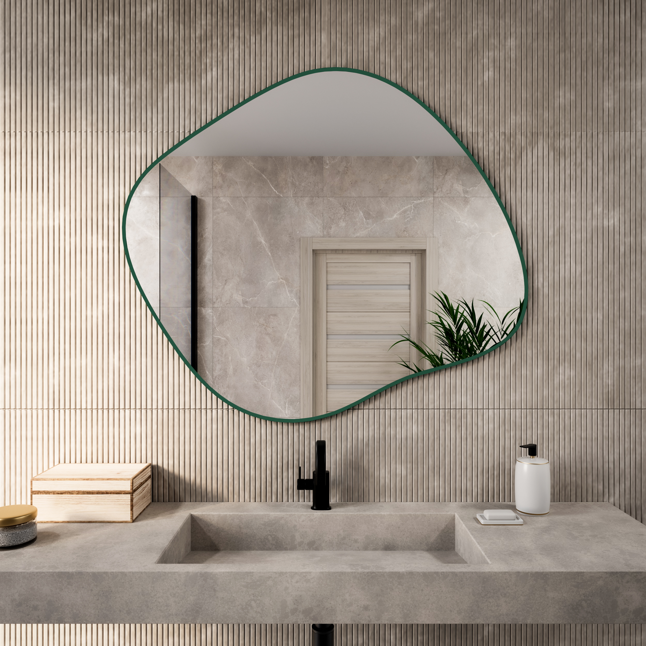 Baltica Design Tiny Border Stain III oglindă 70x60 cm verde 5904107931920