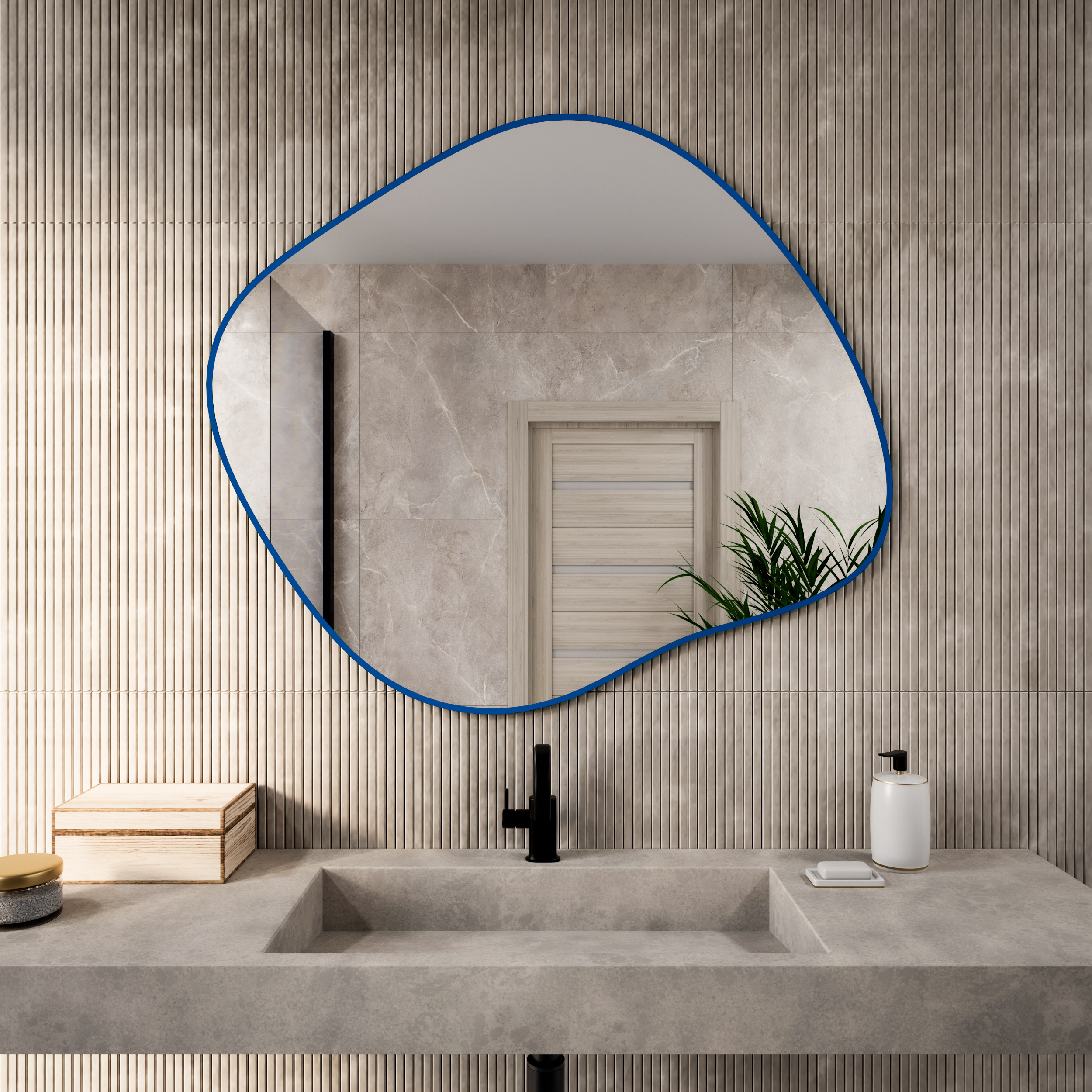 Baltica Design Tiny Border Stain III oglindă 70x60 cm albastru 5904107931869