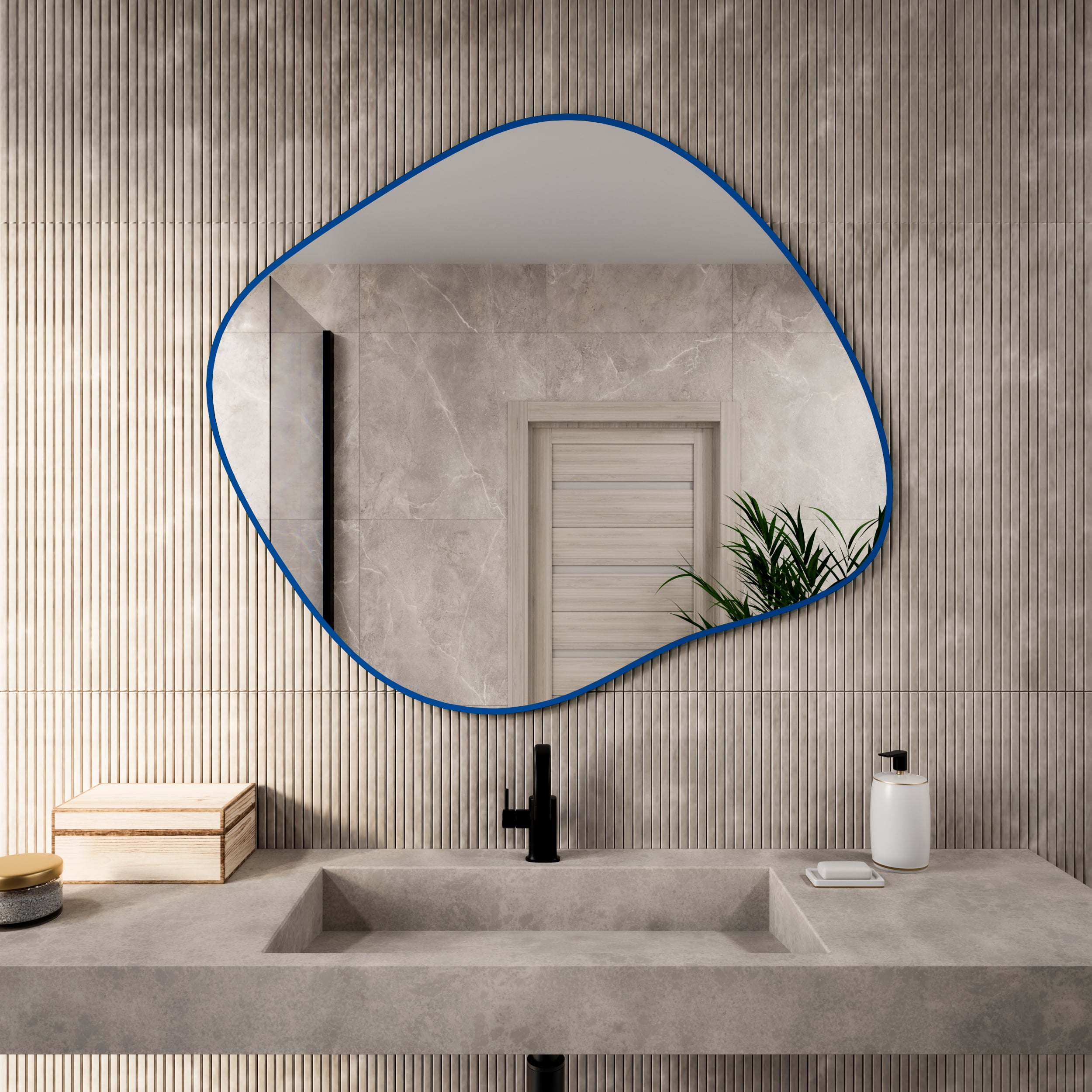 Baltica Design Tiny Border Stain III oglindă 50x43 cm albastru 5904107931845