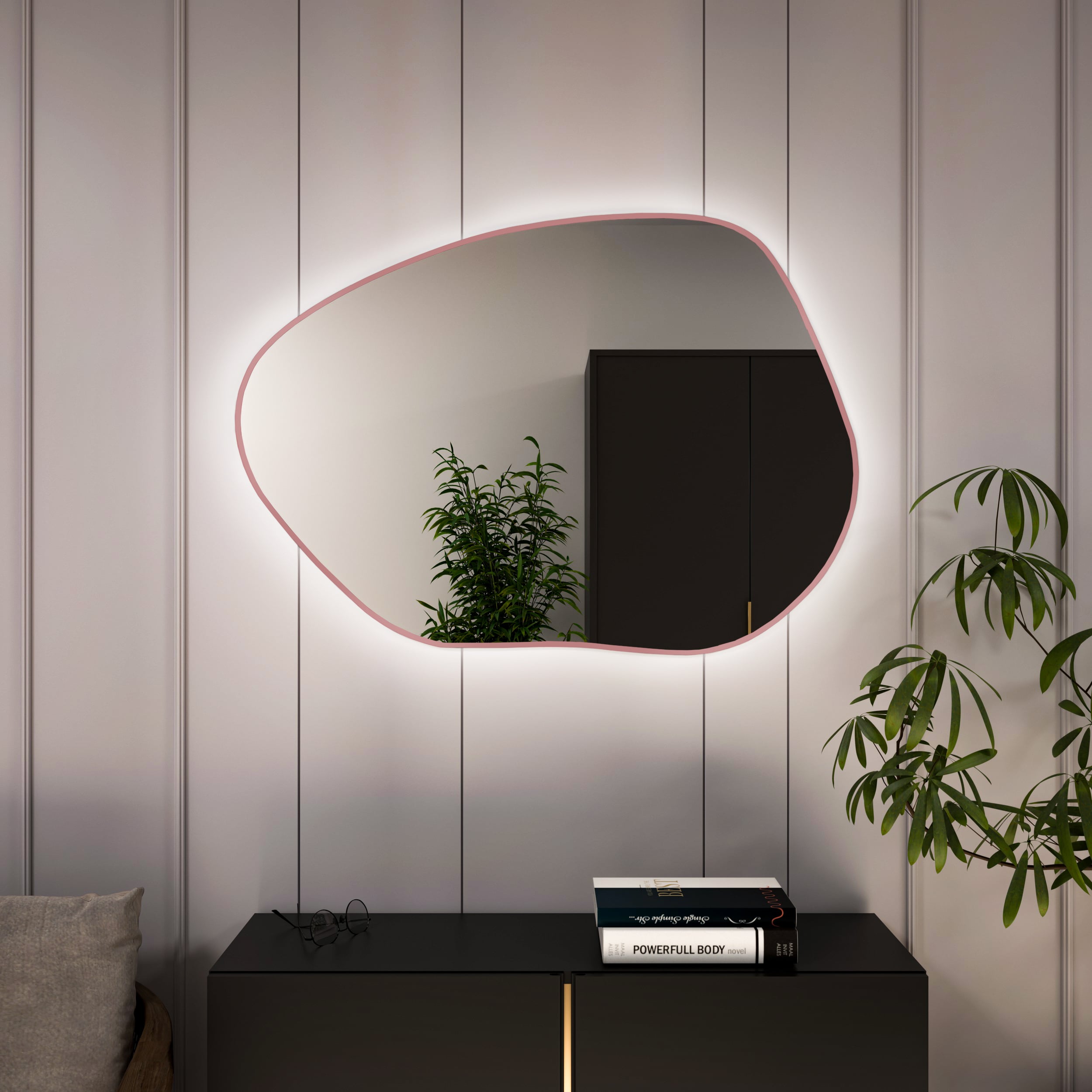 Baltica Design Bright Stain I oglindă 90x64 cm cu iluminare roz 5904107931371