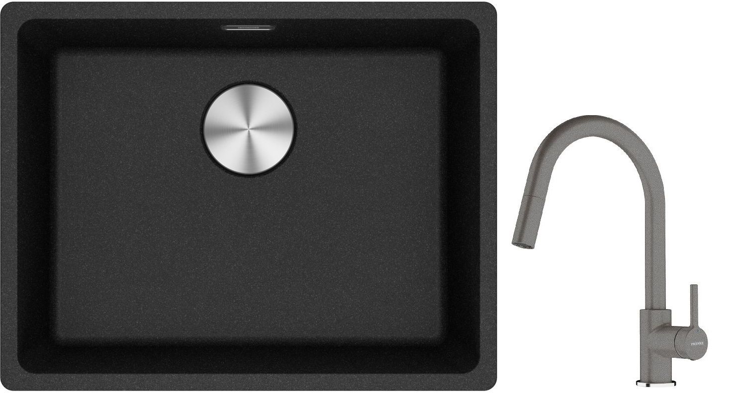 Set chiuvetă din granit Franke Maris 125.0687.253, baterie bucătărie Franke Lina 115.0626.057