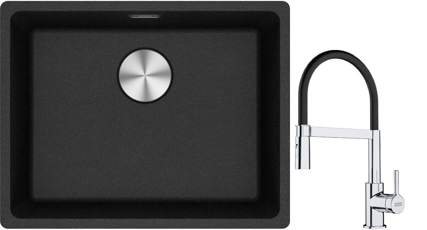 Set chiuvetă din granit Franke Maris 125.0687.253, baterie bucătărie Franke Lina 115.0626.085