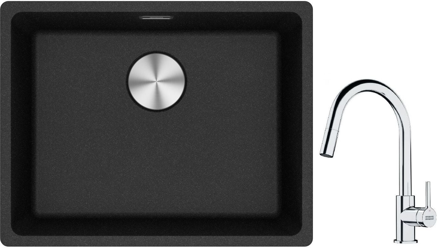 Set chiuvetă din granit Franke Maris 125.0687.253, baterie bucătărie Franke Lina 115.0693.229