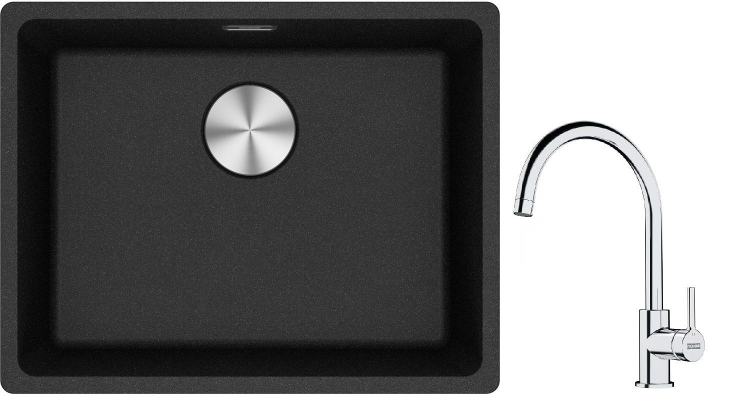 Set chiuvetă din granit Franke Maris 125.0687.253, baterie bucătărie Franke Lina 115.0693.228