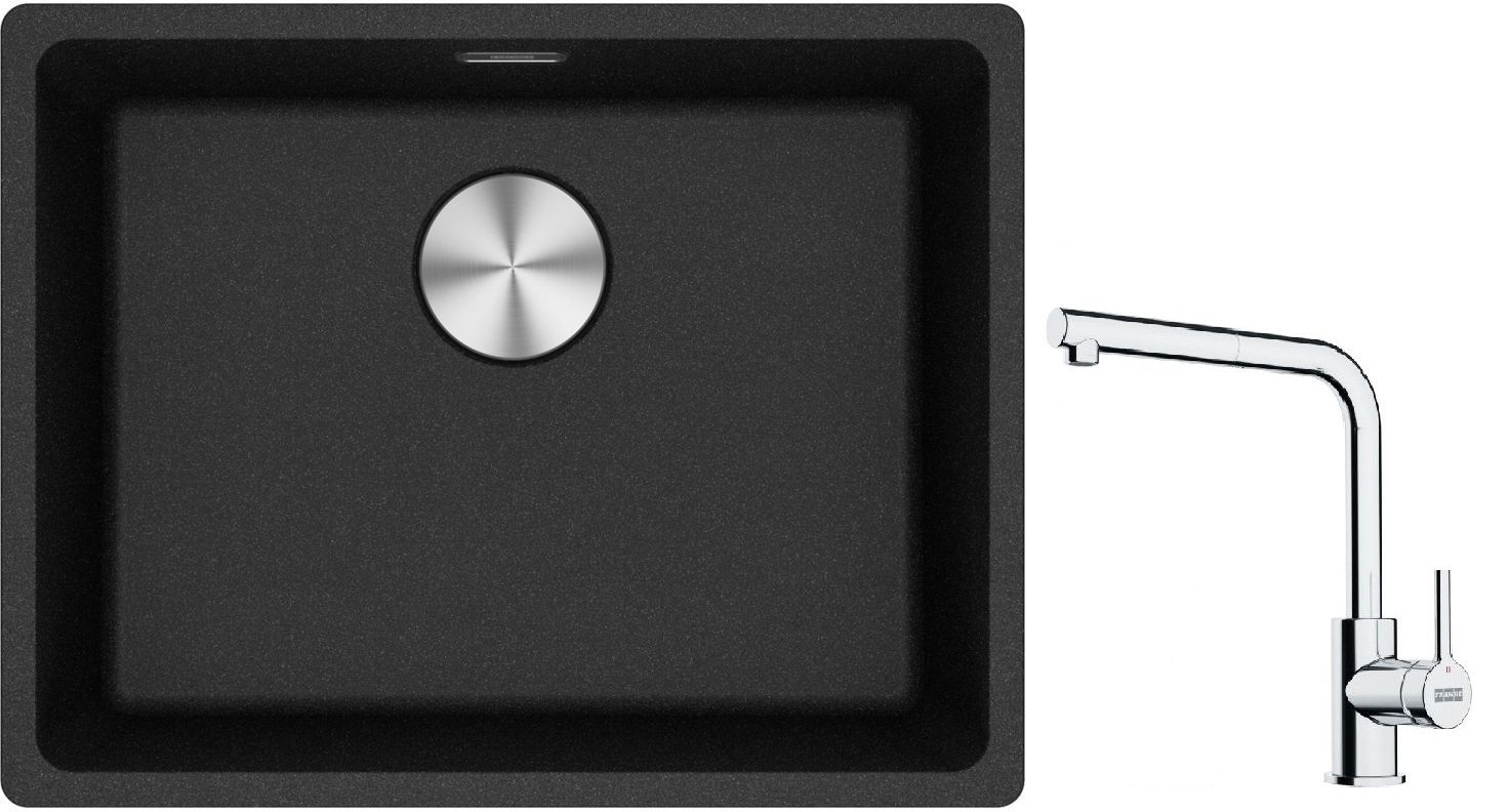 Set chiuvetă din granit Franke Maris 125.0687.253, baterie bucătărie Franke Lina 115.0712.420