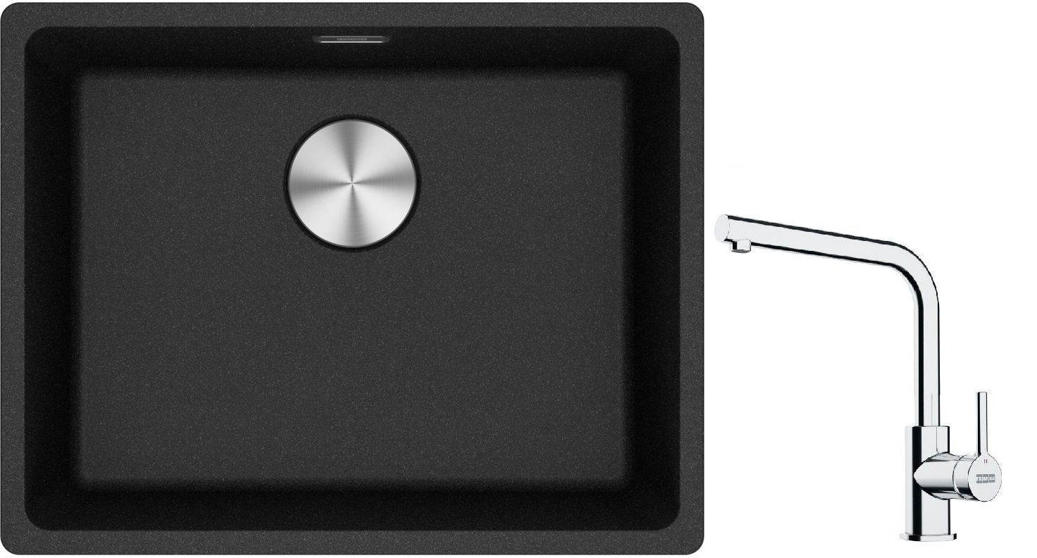 Set chiuvetă din granit Franke Maris 125.0687.253, baterie bucătărie Franke Lina 115.0693.230