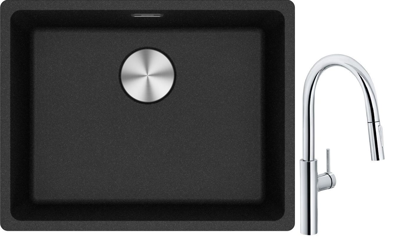 Set baterie bucătărie Franke Pescara L Slide-In 115.0538.940, chiuvetă din granit Franke Maris 125.0687.253
