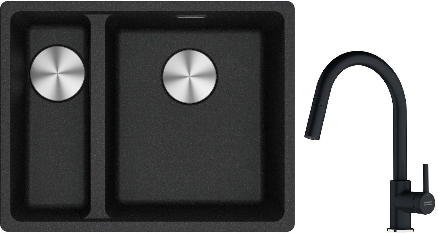 Set chiuvetă din granit Franke Maris 125.0687.269, baterie bucătărie Franke Lina 115.0626.055