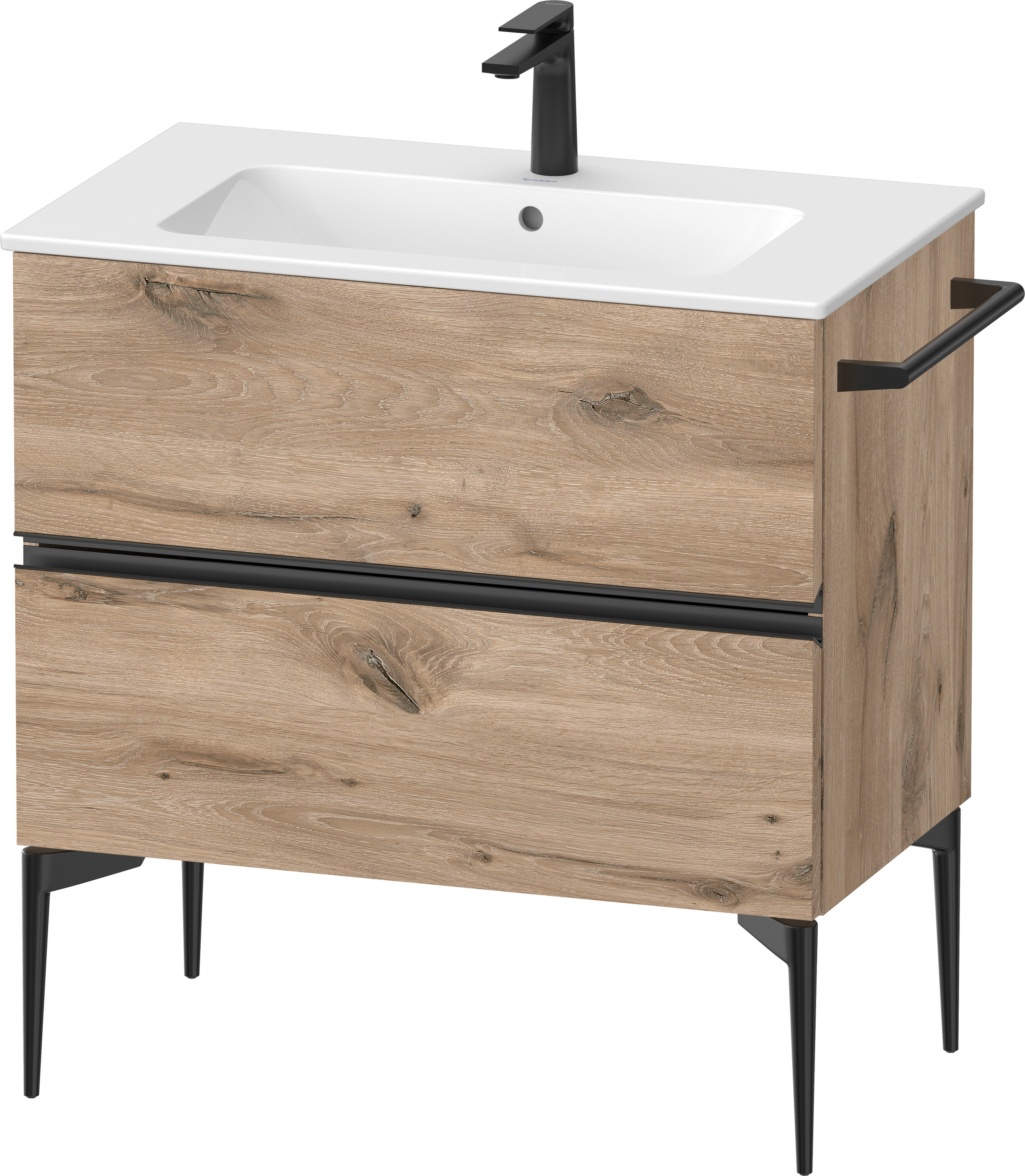 Duravit Sivida dulap 81x47.7x59.1 cm sub chiuveta pe perete negru-stejar SV46440BD550000