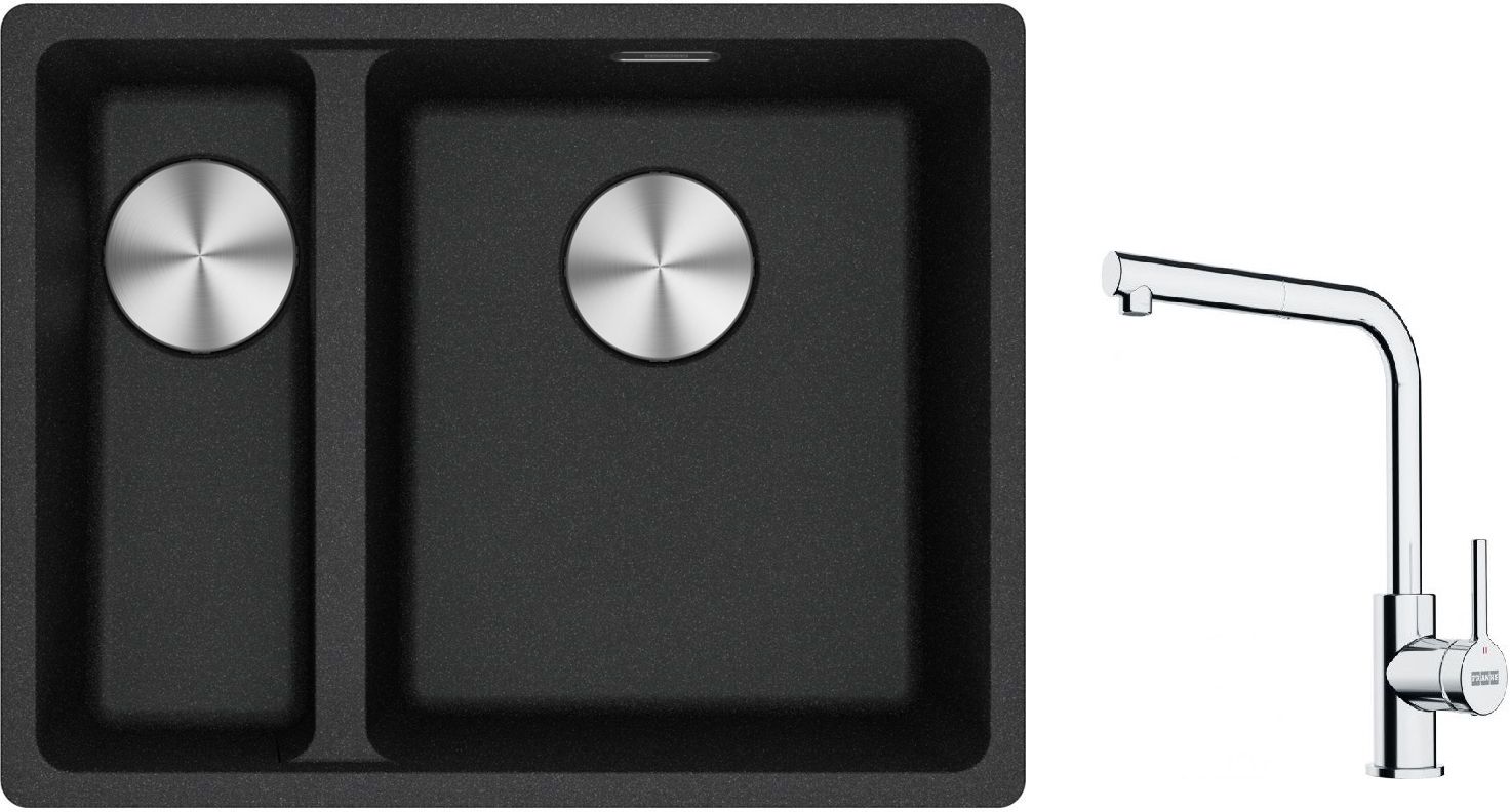 Set chiuvetă din granit Franke Maris 125.0687.269, baterie bucătărie Franke Lina 115.0712.420