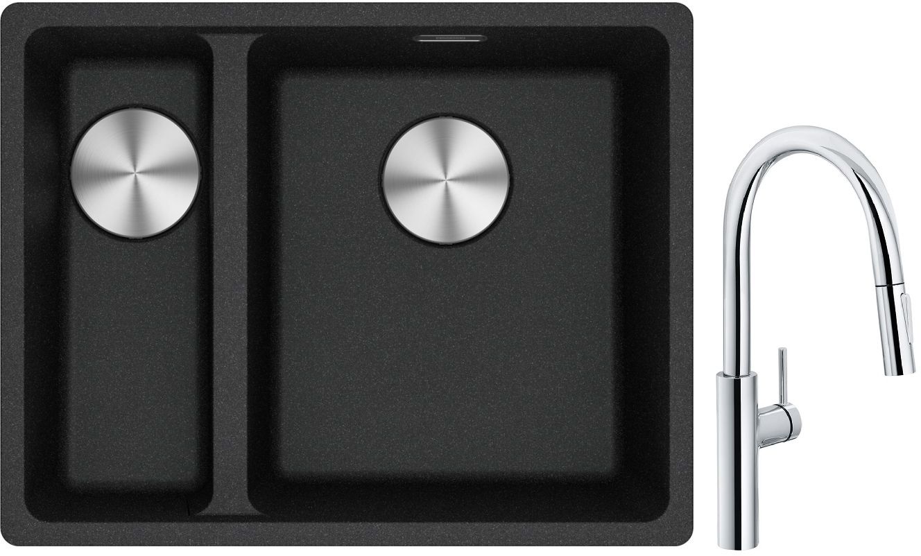 Set chiuvetă din granit Franke Maris 125.0687.269, baterie bucătărie Franke Pescara L Slide-In 115.0538.940