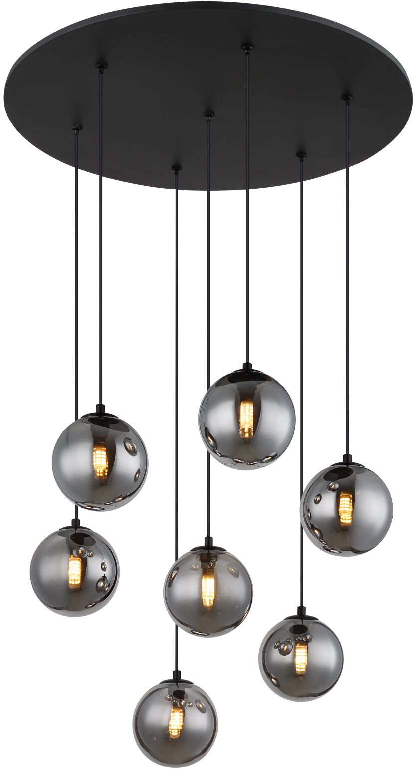 Globo Lighting Riha lampă suspendată 6x3.5 W negru-fumuriu 56133-7H