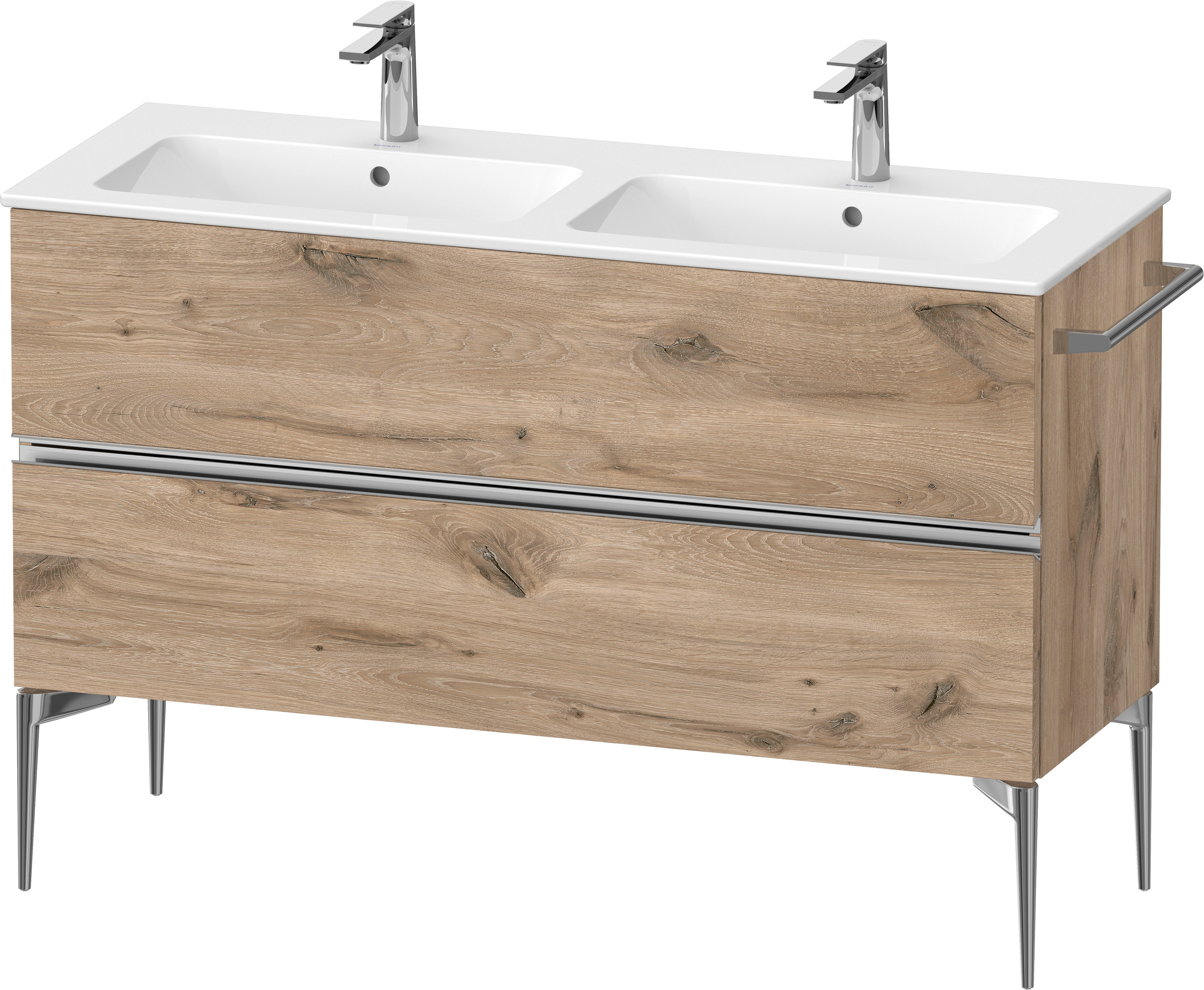 Duravit Sivida dulap 128x47.7x59.1 cm sub chiuveta pe perete stejar-crom SV4647010550000