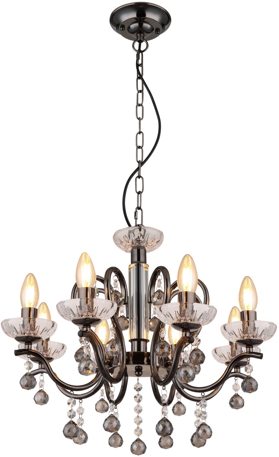 Globo Lighting Camila lampă suspendată x40 W negru-cristal 64134-8